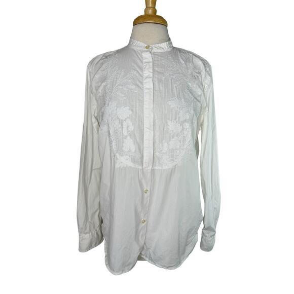 SUNDANCE White Eyelet Lace Crochet Popover Collar Shirt Size Small 100% Cotton - Picture 1 of 10